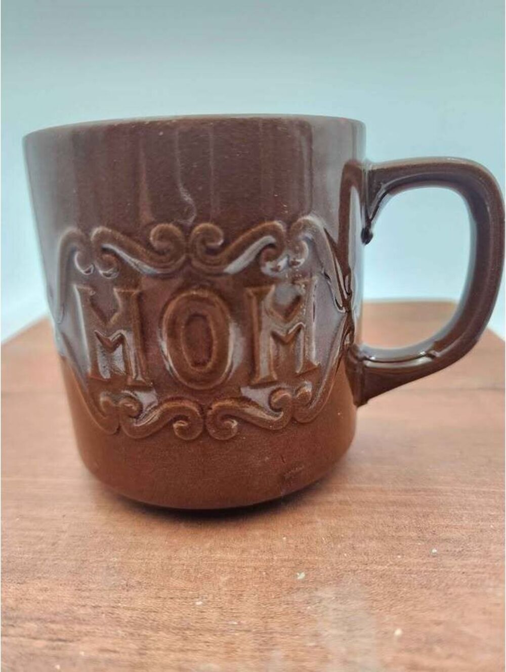 Vintage Brown Ceramic MOM Mug - Made in Japan